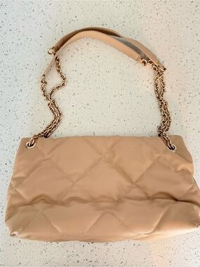 H&M Quilted Tan Shoulder Bag with Gold Chain